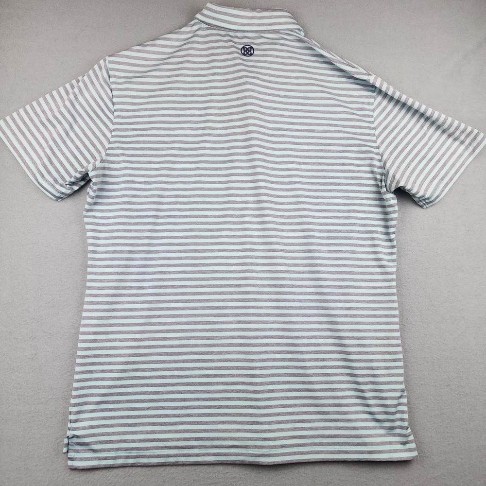 G/FORE Golf Polo Shirt Mens L Blue Striped Short Sleeve Performance Athletic - Picture 7 of 8